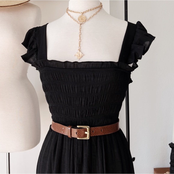 Accessories - VINTAGE BROWN CROC STYLE GOLD BUCKLE BELT